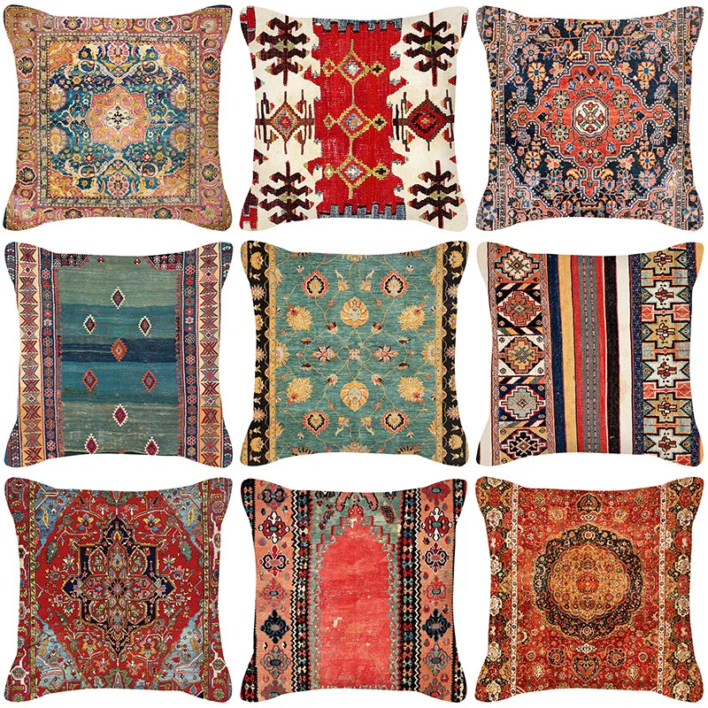 

Indian Boho Pillow Case Bohemian Ethnic Throw Pillowcases Square Sofa Pillow Covers Decorative Cushions for Bed 40x40cm Outdoor