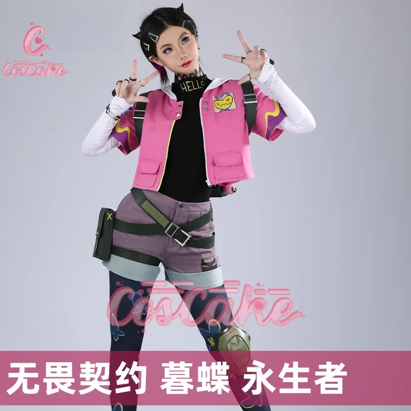 

Valorant clove cosplay costume pink clove coat shirt pants outfit Female Woman game suit Halloween Carnival party Comic Con cos