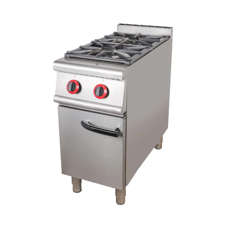 Commercial vertical gas two-head pot stove with oven cabinet four-eye stove stainless steel floor-to-ceiling