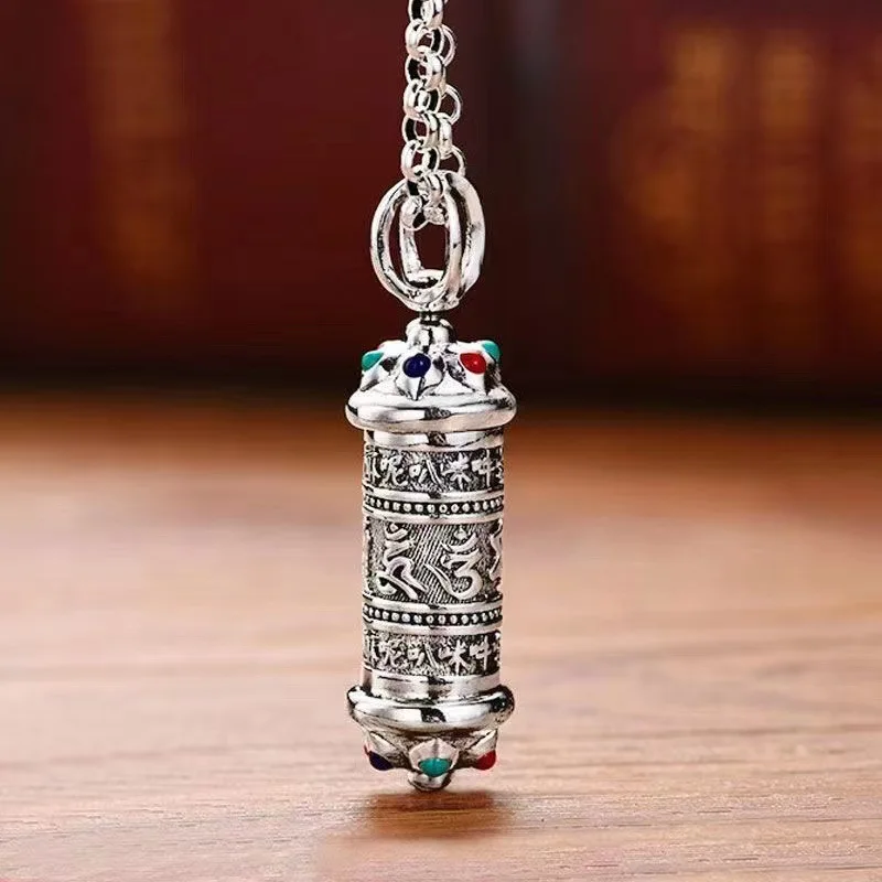 Vintage farbige Emaille sechs Zeichen große helle Mantra Gawu Box Frauen Anhänger kann Mantra Rohr Halskette männlichen Schmuck geöffnet werden