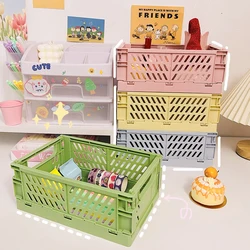 Hot Organizing Storage Baskets Case Foldable Student Desktop Basket Tape Stationery Plastic Home Office Organizer Container Box