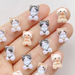 50pcs Resin Mini cartoon colorful cat, cat head cracker fish Flatback Rhinestone Nail Art DIY Party Scrapbook Accessories Crafts