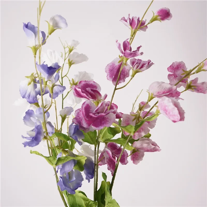 

5Pc/lot Moisturizing Artificial Flowers Real Touch Pea Flower Wedding Bouquet Luxury Home Room Decoration ornaments Party Floral