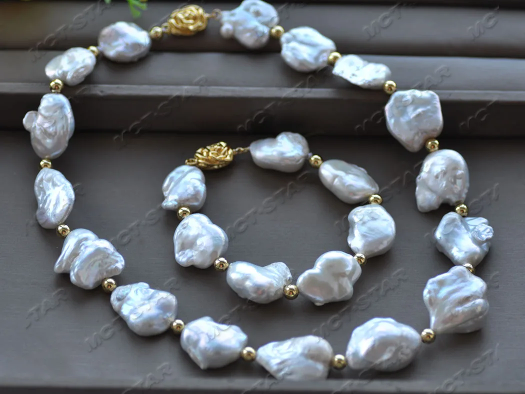 

Z11822 Huge 28mm White Baroque KESHI Reborn Pearl Bead Necklace Bracelet