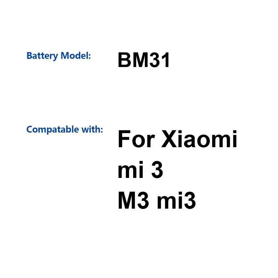 

Для Xiaomi MI 3 M3 Mi3 3050 мАч высокоэффективный аккумулятор для мобильного телефона BM31