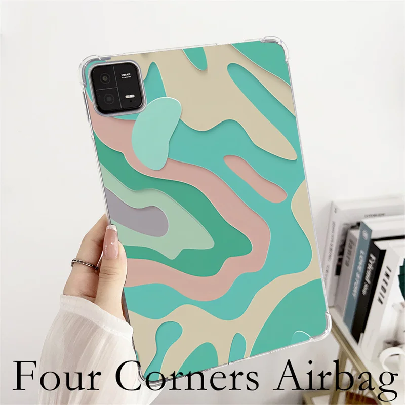 Green Heart-shaped Wave Texture Tablet case For Xiaomi Pad 5 6 Pro Redmi Pad SE 11 Redmi Pad 10.6 inches Clear Shockproof Cover