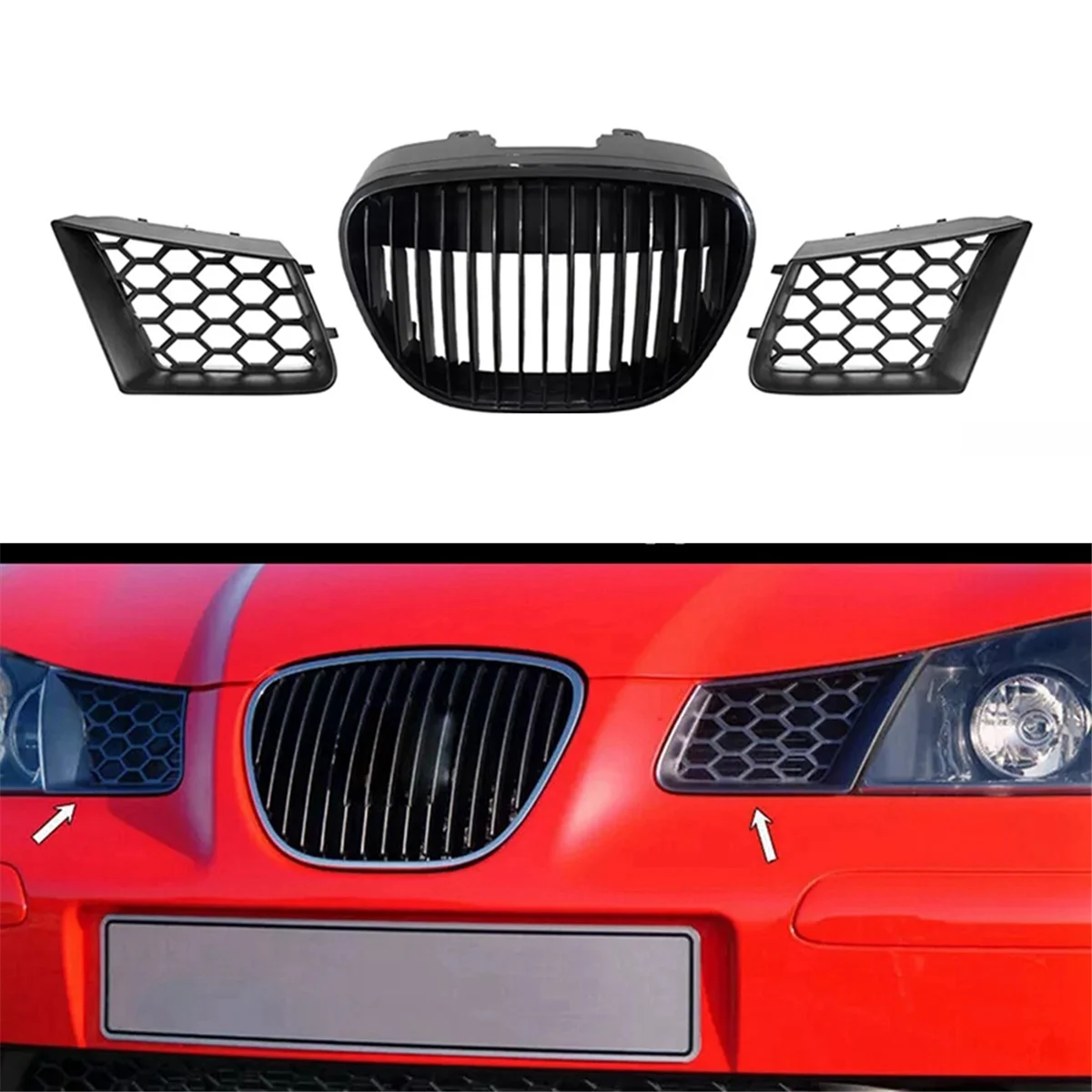 

Car Front Central Badgeless Grill Grille for Seat Ibiza Cordoba Typ 6L 2002-2009 6L0853654 9182921