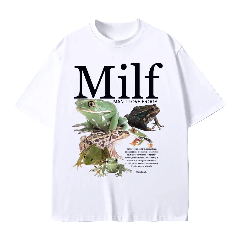 I Love Frogs Funny Frog Amphibian Lovers Meme T-shirts Casual Vintage Short Sleeve Harajuku Short Sleeve Casual Animal Pattern