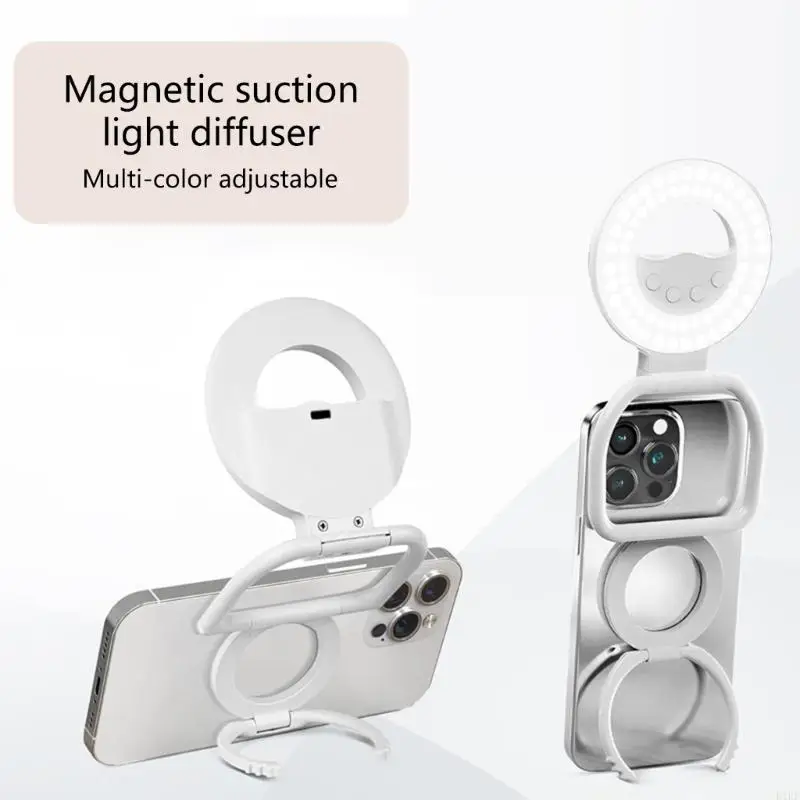 Phone Light with Kickstand for Phone 16 15 14 13 Rechargeable Selfie Vlog Live Streaming Rings Light Foldable K1KF