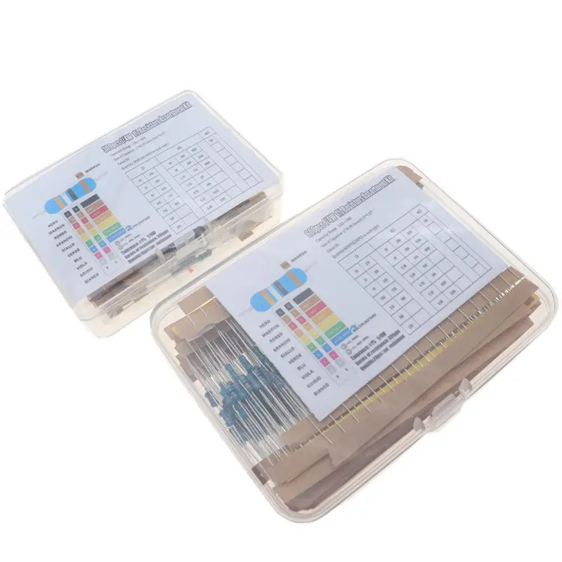 300/600pcs 1% Resistor Set Resistance 1/4W Metal Film Resistors Kit 10Ohm ~1M Ohm 30Values Electronic Components Kit