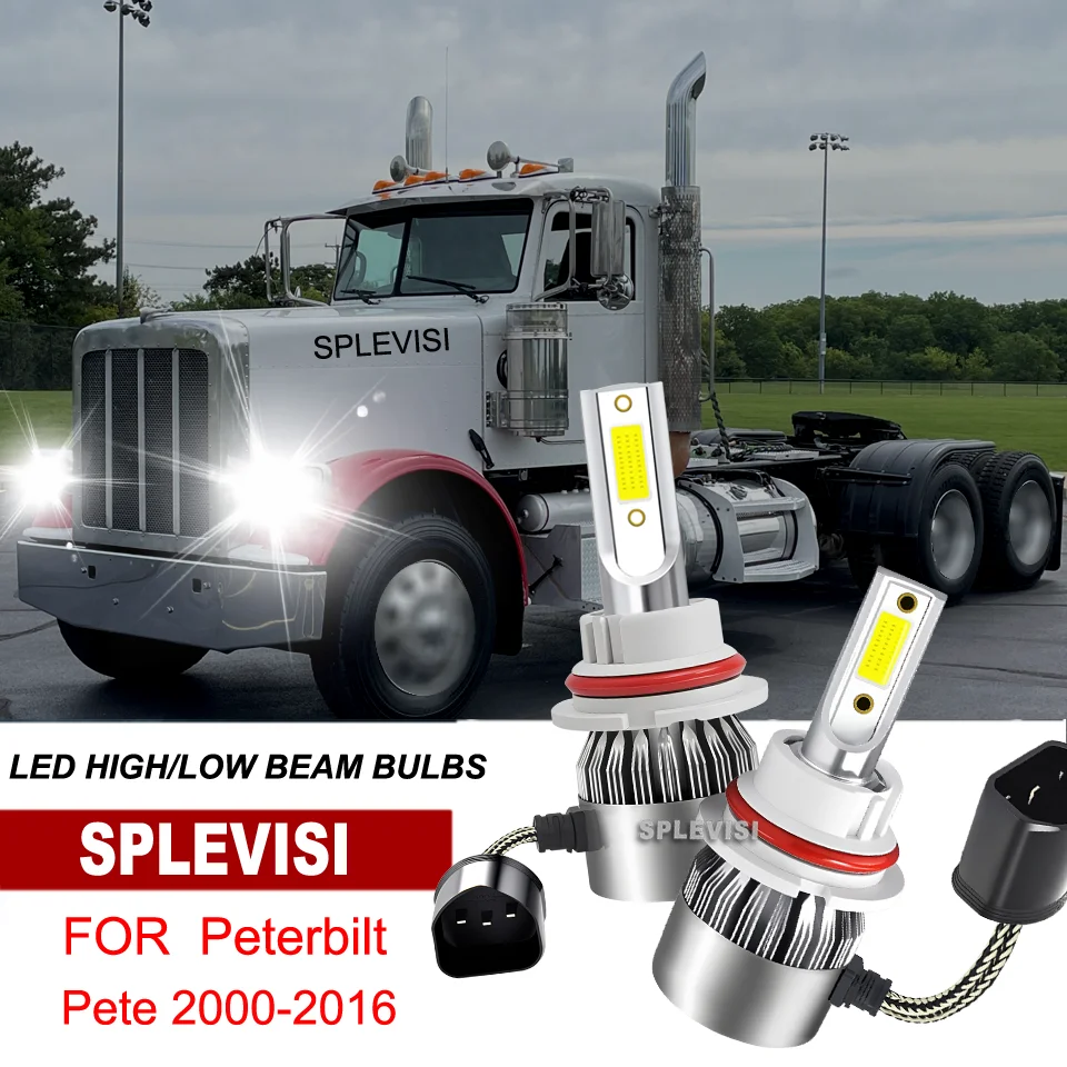 

9007 HB5 LED Headlight High/Low Beam Bulb COB Chips Replace For Peterbilt Pete 2000-2016 2001 2002 2003 2004 2005 2006 2007 2008