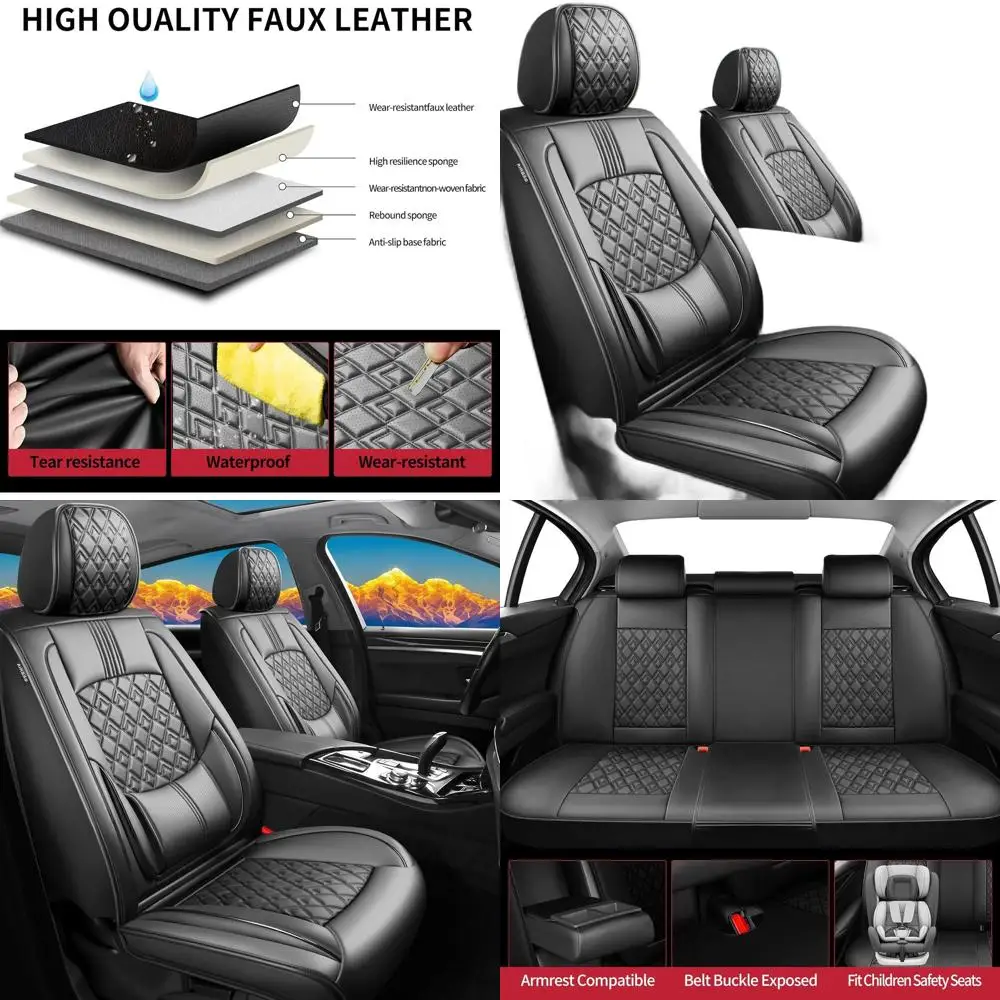 

Универсальные кожаные чехлы для сидений Toyota 4Runner 2003-2026, совместимые с подушками безопасности, водонепроницаемые и всепогодные накладки на сиденья