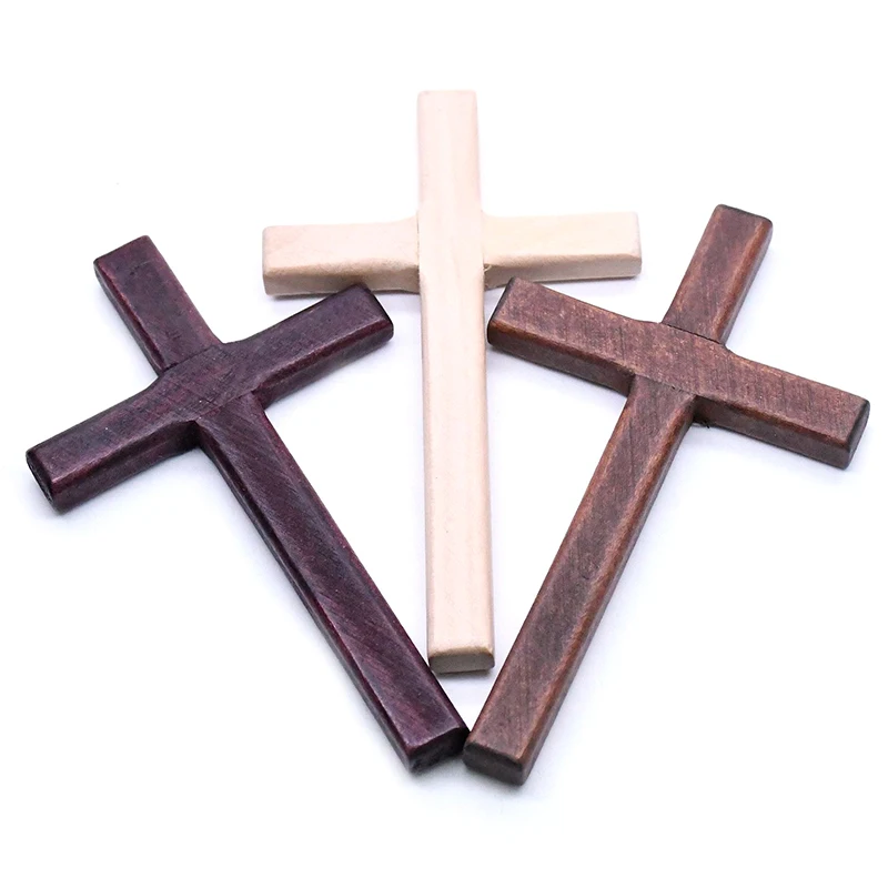 1Pc Three Colors Christian Wooden Cross 12cm (4.7in) Wall Hanging Large Long Crucifix For Easter Mother's Day