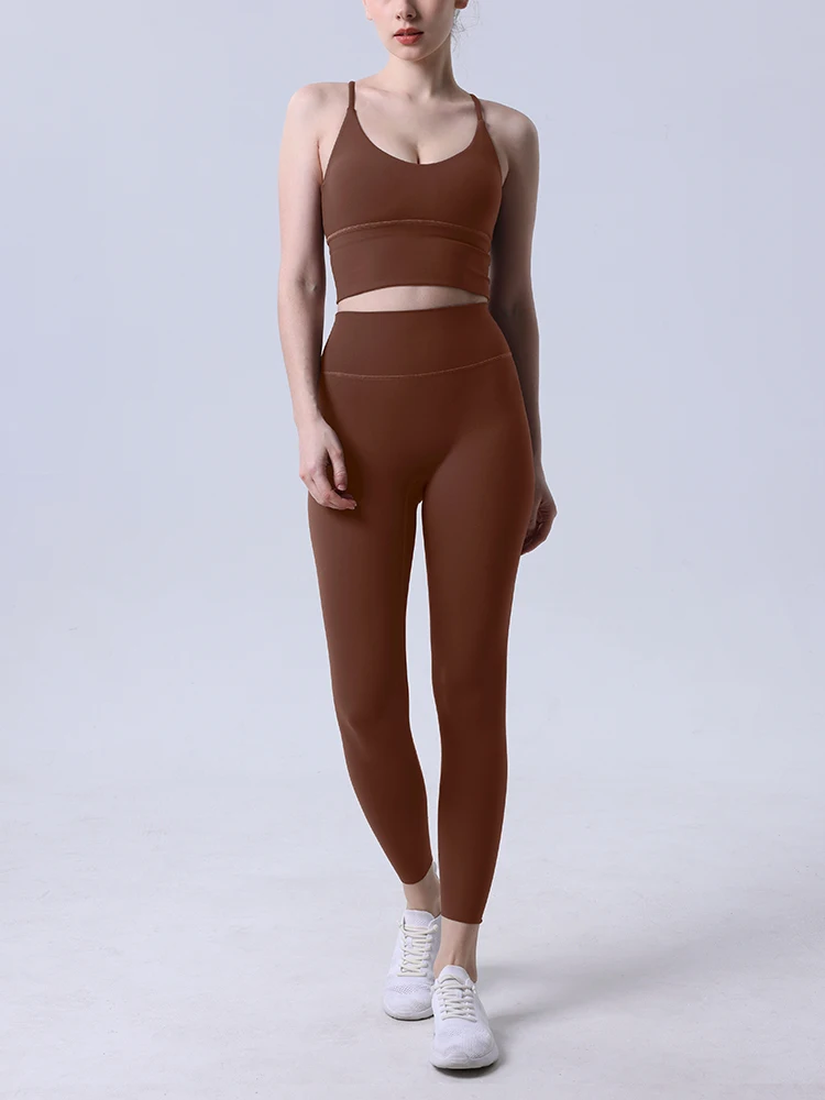 

2 Piece Yoga Clothes Women's Sportswear High Strength Sports Bra High Waist Can Be Cut Legging Running Cycling Yoga Sports Set