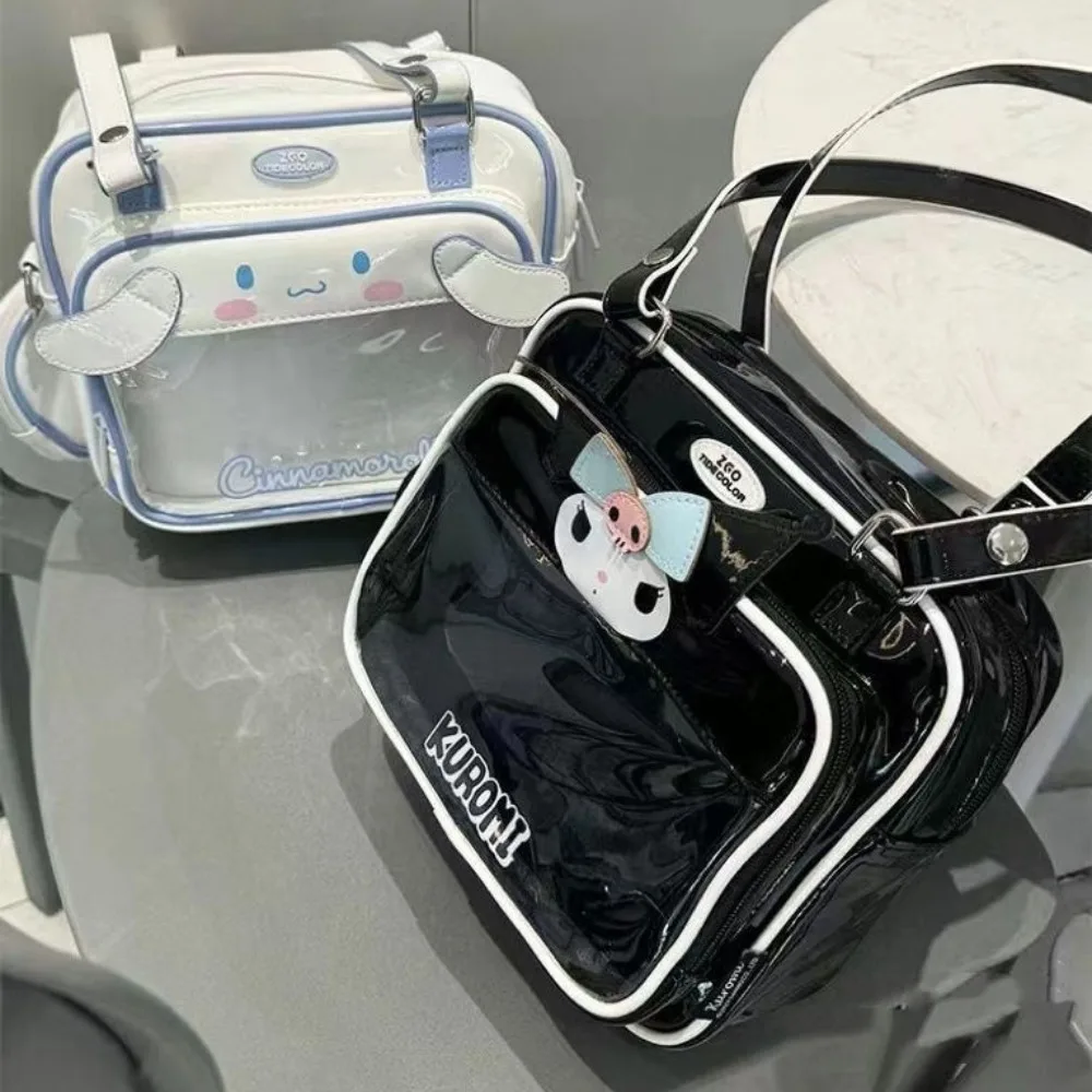 Sanrio Kuromi Black Ita Bag Cinnamoroll for Women PU Transparent Pocket  Preppy Bag Shoulder Travel  Commuting Bag