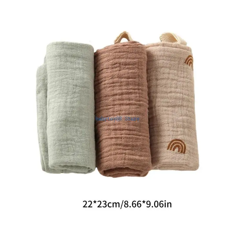 Y4UD 3pcs/set telas eructo absorbente suave babero 4 capas para recién nacidos toalla suave