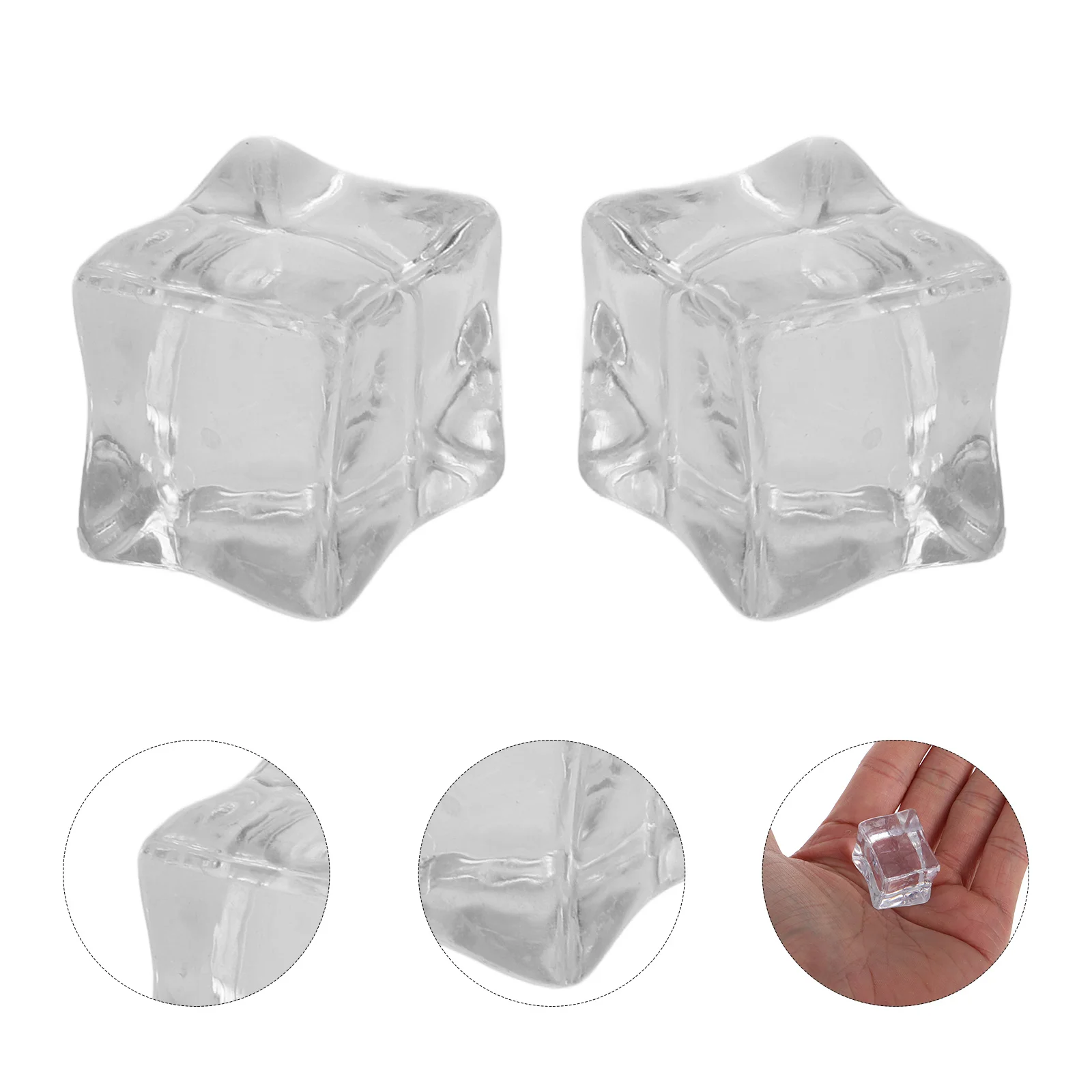 

20Pcs Realistic Artificial Ice Cubes Clear Plastic Decorative Fake Ice for Bar Decoration Photography Props Reusable