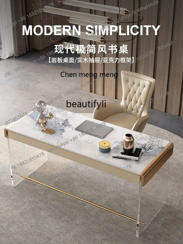 

200302Acrylic Stone Plate Desk Modern Minimalist Study Desk Advanced Light Luxury Computer Desk