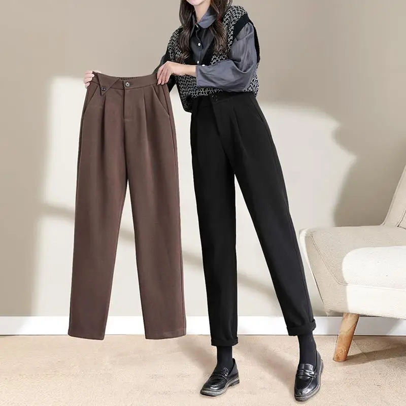 

New Casual Harun Pants Women's High Waist Radish Loose Fashion Versatile Straight Leg 2024 Autumn/Winter X544