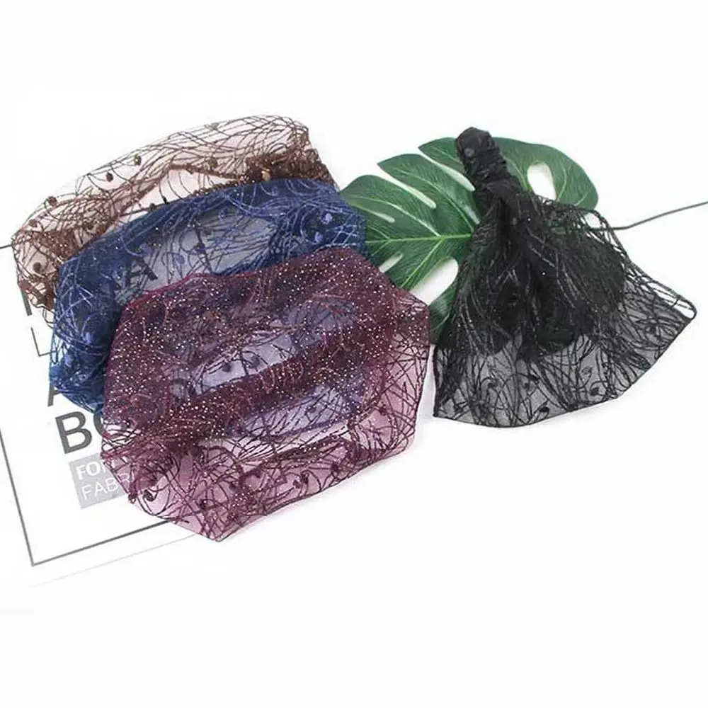 Wide Side Sport Headband New Headdress Transparent Women Head Wrap Mesh Headband Lace Flower Hairbands Korean Hair Hoop