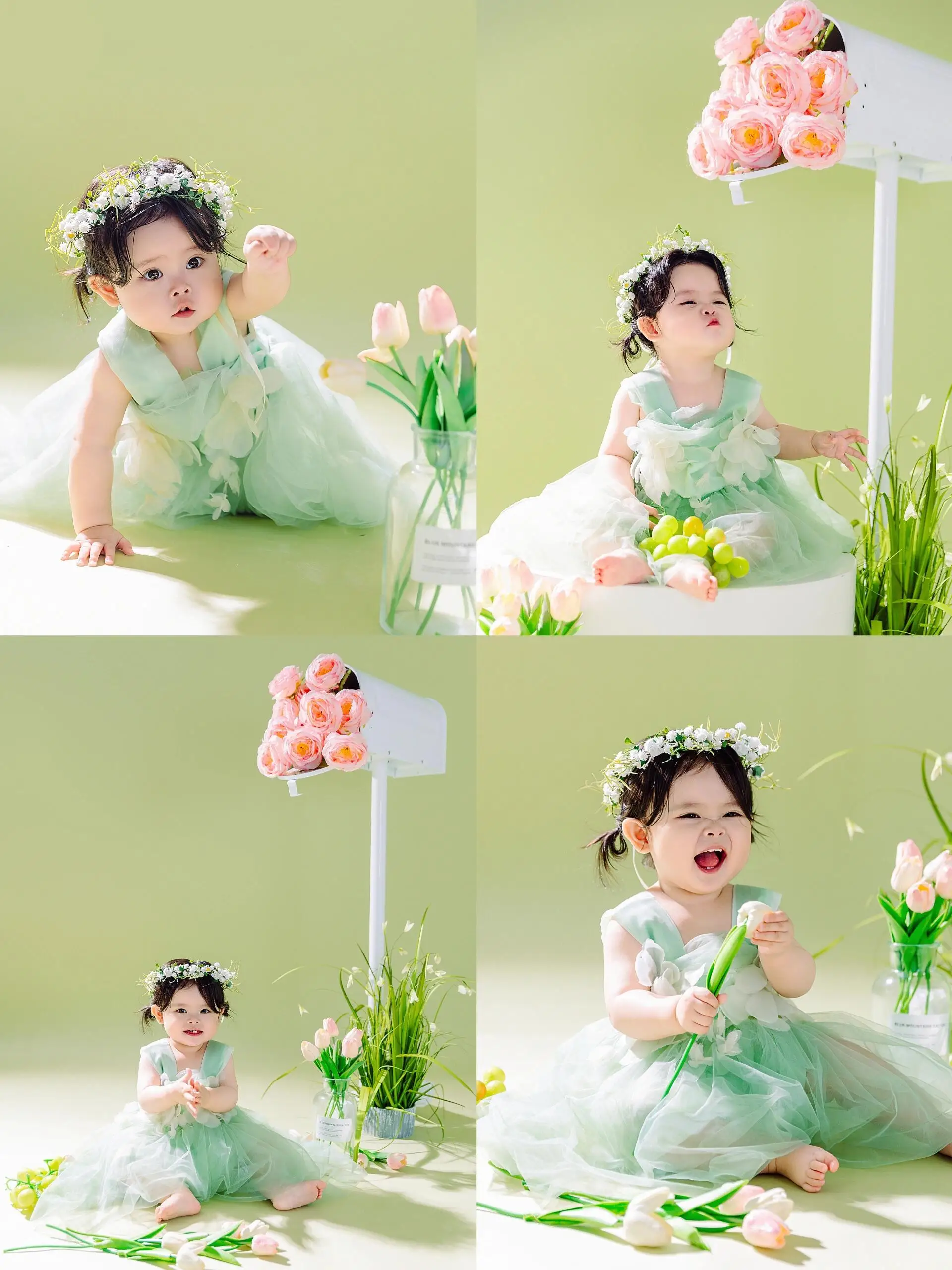 Childrens Photography Clothing Light Green Girl Princess Skirt Studio Baby One Year Old Photo Photography Clothing 아기 코스프레