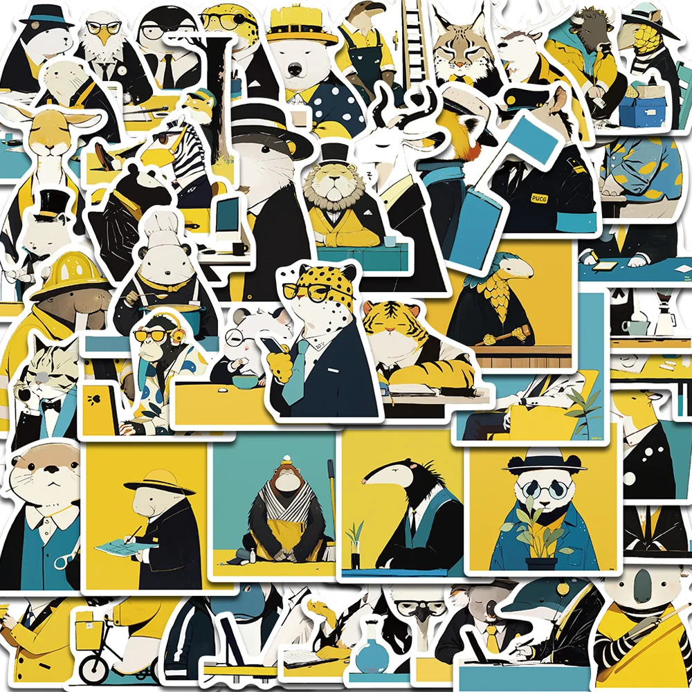 50 Stück Lustige Tier-Aufkleber, Dekorative Ästhetische Sticker für Laptop, Gepäck, Café, Scrapbooking, Wasserfeste Gitarren-Cartoon-Aufkleber