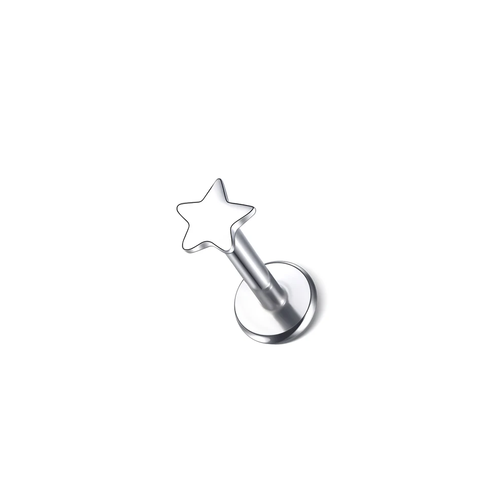 1PC Implantaat Grade Titanium Zirkoon Stud Oorbel Intern Schroefdraad Ster Labret Piercing Lip Monroe Helix Tragus Piercing Sieraden - afbeelding 1