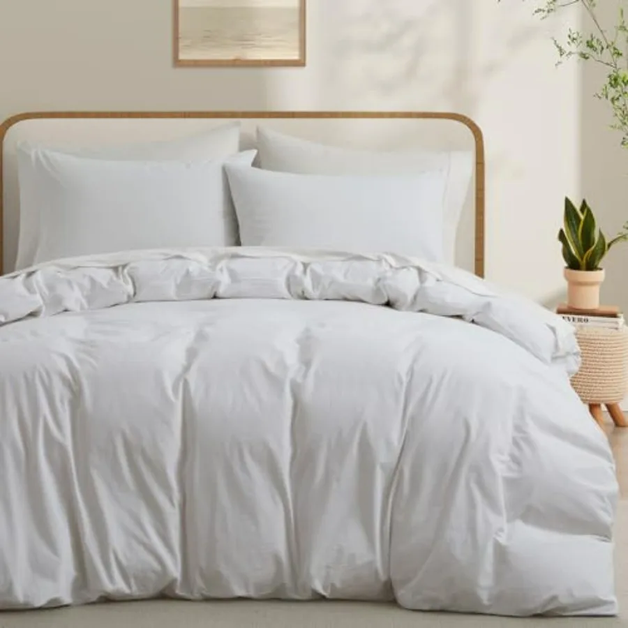 

100% Washed Cotton Duvet Cover Size, Linen Like Breathable Natural Bedding Set No Comforter,90x90 Inch