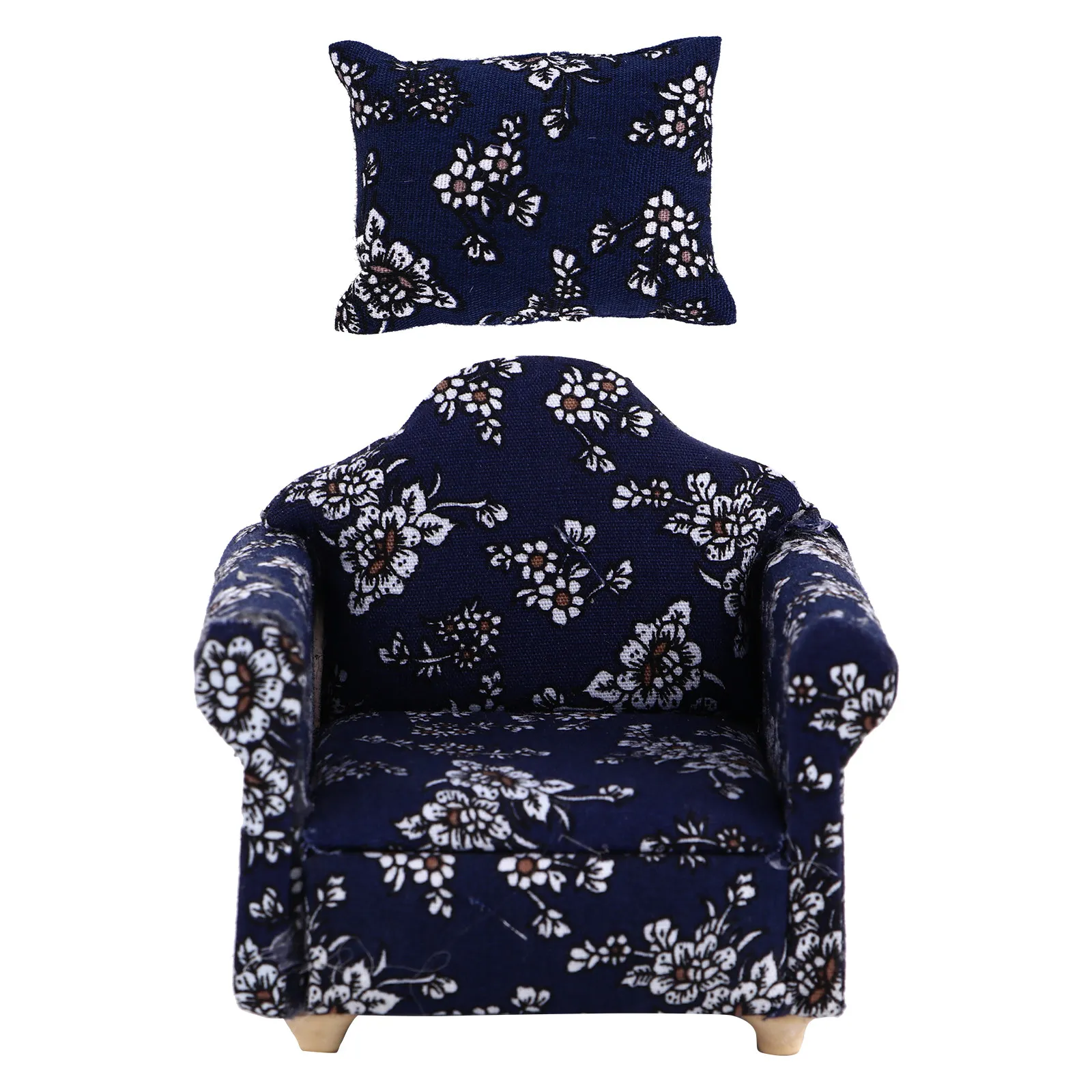 

Blue Floral Mini Sofa for Dollhouse Furniture High Quality Material Non Deformable Comfortable Touch Elegant Mini House