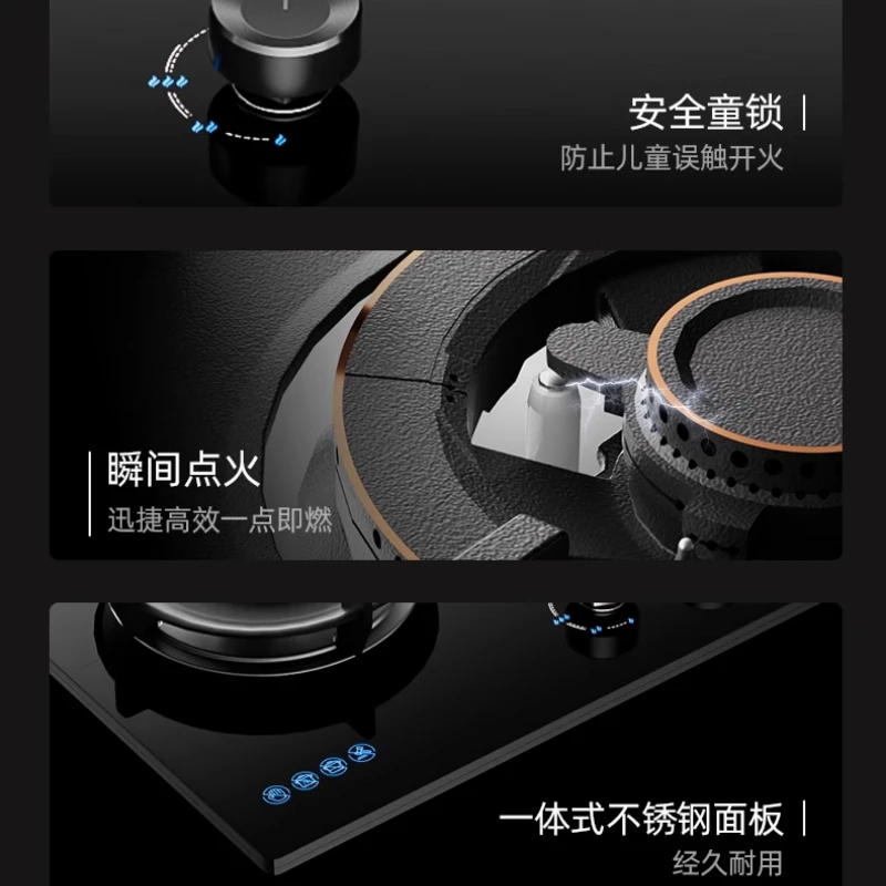 Household Dual-Burner Embedded Gas Stove for Liquefied Petroleum Gas and Natural Gas。
