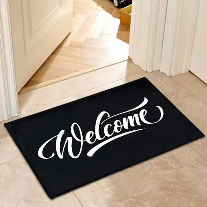 

Welcome Doormat Entrance Door Mat Floor Carpet 40x60cm 50x80cm Flannel Fabric PVC Dots Hallway Anti-Slip Rugs Home Decoration