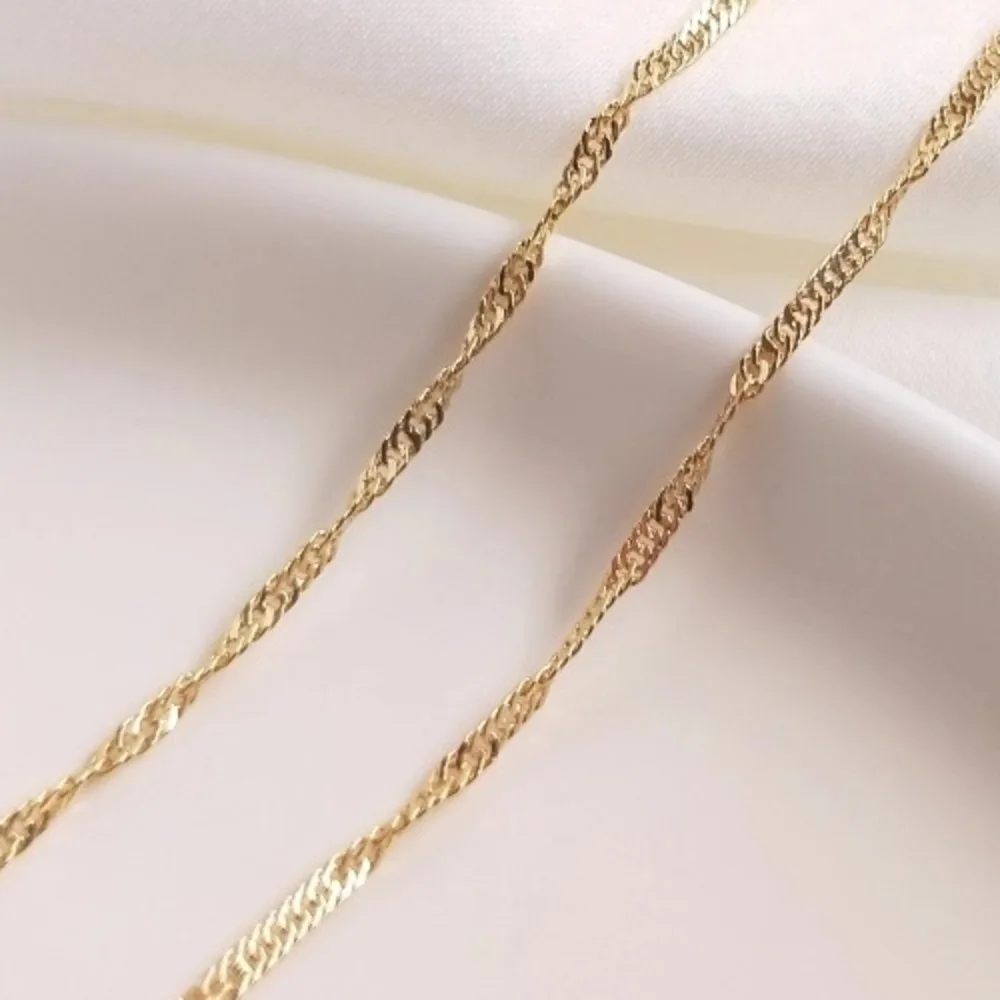 

14K Gold Color Copper Chain Bag Real Gold Water Wave Chain DIY Handmade Hanging Necklace Ear Jewelry Loose Chain Material