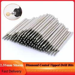 10Pcs 0.4-3mm Diamond Coated Tipped Drill Bits 2.35mm Shank Engraving Needle For Jade Tile Jewelry Glass Stone Dremel Power Tool