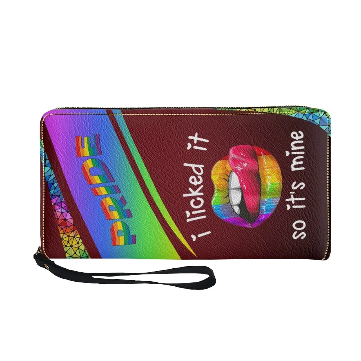 LGBT Pride Lip Print Luxury Women Wallets Rainbow Design Leather Zipper Female Purses Long Multifunction Card Holder Clutch Bags