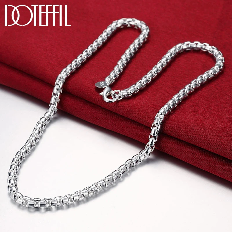 

DOTEFFIL 925 Sterling Silver 5mm Round Box Chain 18/20/24 Inch Necklace For Woman Men Fashion Wedding Engagement Charm Jewelry