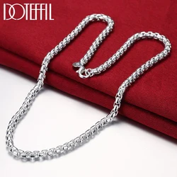 DOTEFFIL 925 Sterling Silver 5mm Round Box Chain 18/20/24 Inch Necklace For Woman Men Fashion Wedding Engagement Charm Jewelry