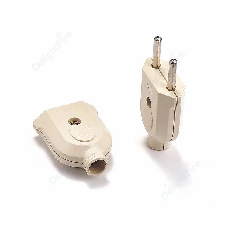 EU Plug Adapter Euro Male Replacement Female Rewireable Socket Outlet 2 Pin AC Electric Power Wire Plug Extension Cord Connector