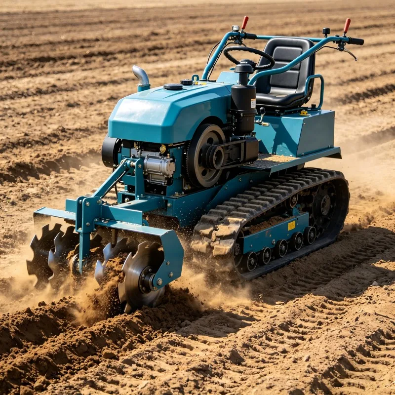 25HP Ride On Rotary Tiller Mini Crawler Tractor Agricultural Cultivator With Matching Hitch Tools