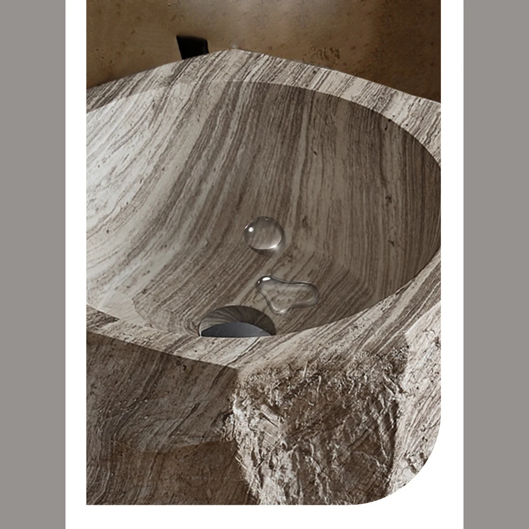 Wabi-Sabi Artificial Stone Wash Basin, Hotel Homestay Bathroom Vanity Sink for Popular Restaurants RS2426