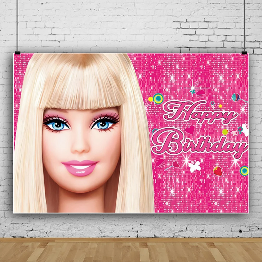 Barbie Birthday Decoration Backdrop Photo Background For Photography Baby Shower Girl Princess Photocall Decors Props Photozone