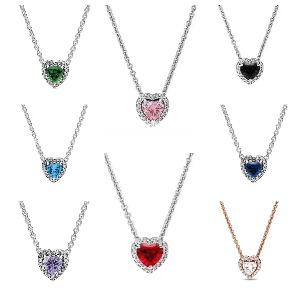 2025 en forme de coeur 925 argent sterling je t'aime rouge, rose, bleu, blanc collier en forme de coeur bijoux cadeau de Saint Valentin