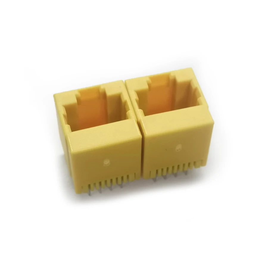 50pcs/Lot RJ45 8P8C Female Jack Socket Connector Plastic Yellow-Color Vertical-Type For Network Internet Modular