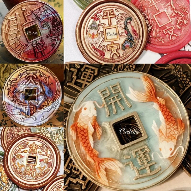 New Unique Flower Wax Seal Head Relief Copper Head Multi-Layer Carved DIY Envelope Invitation Card Sealed Supplies Stamp Toy