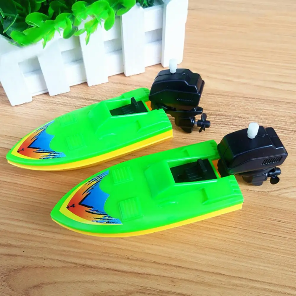 Plastic Baby Toddler Toy Ship Wind-up Speed Boat Motorboat Kids Children Summer Water Sports Bath Toy