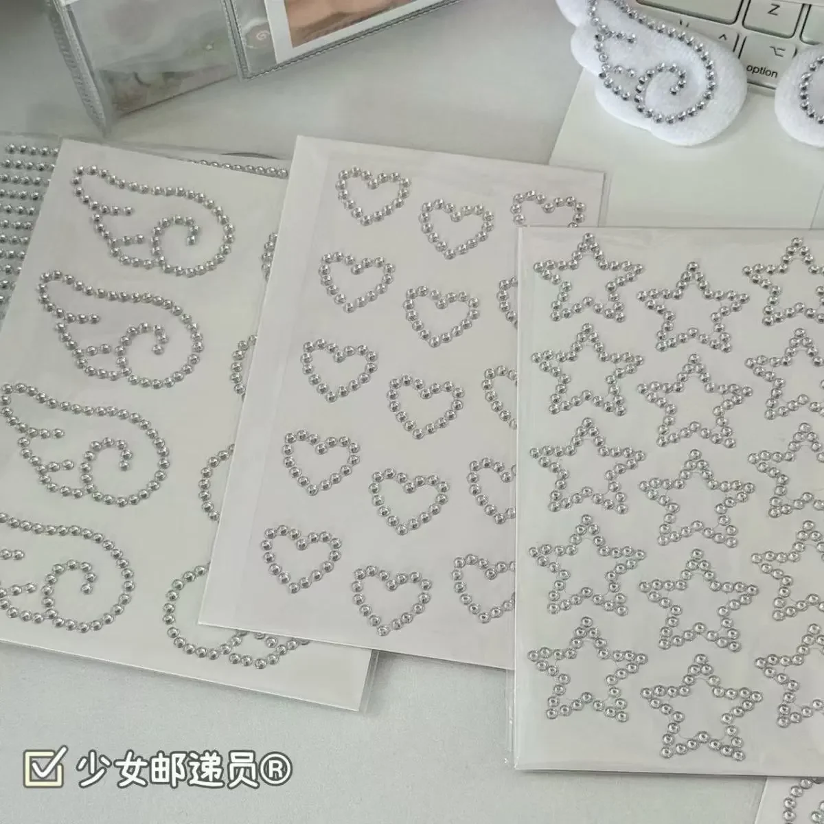 1pc Angel Wings Crystal Stickers 3D Acrylic DIY Decor Self Adhesive Jewel Crafts Fish Cakes Sparkly Rhinestone Stickers Gifts