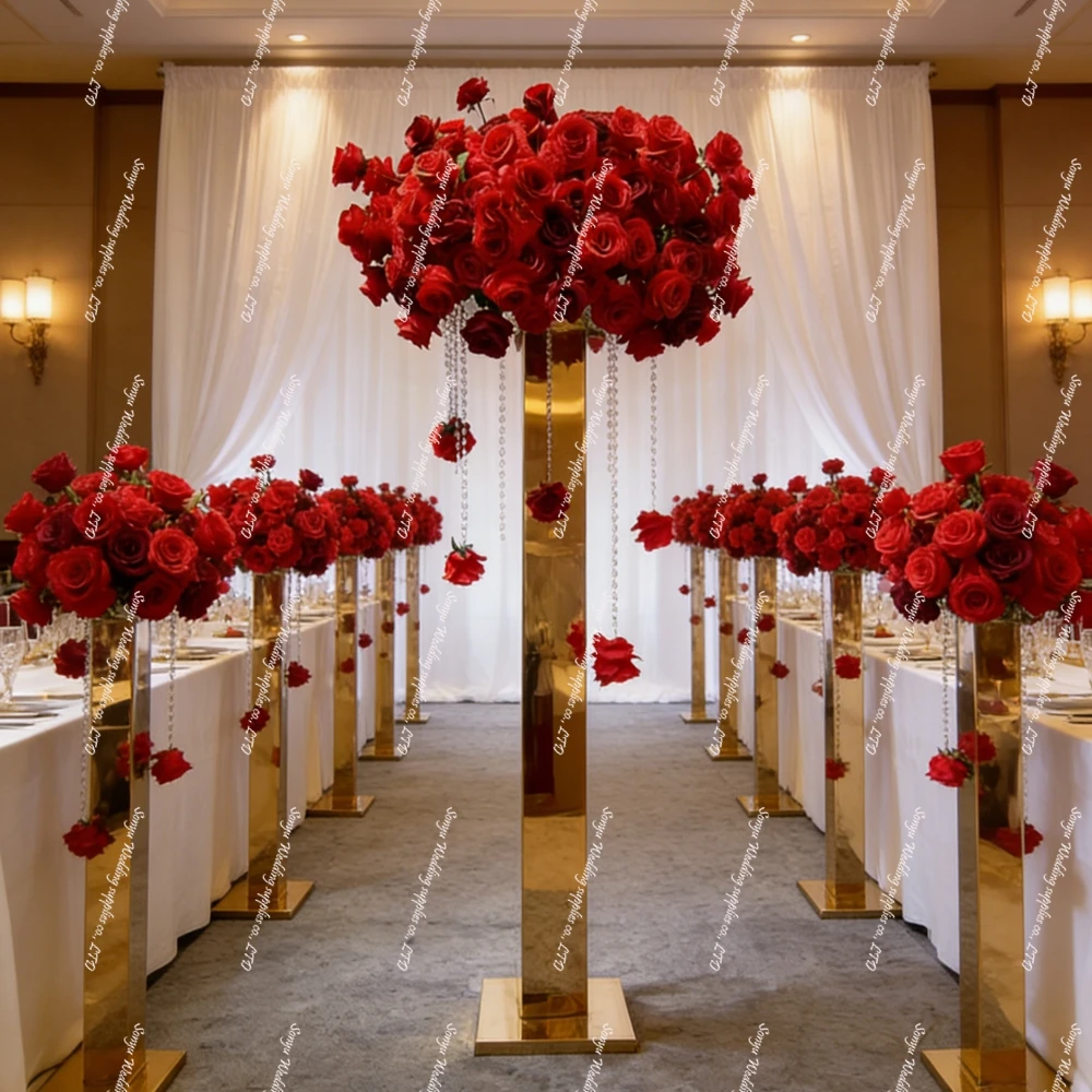 

3-10 шт. 60-114 см f30 Золотая свадебная центральная часть для стола Элегантная металлическая подставка для цветов Ваза для прохода Свадебный прием Декор