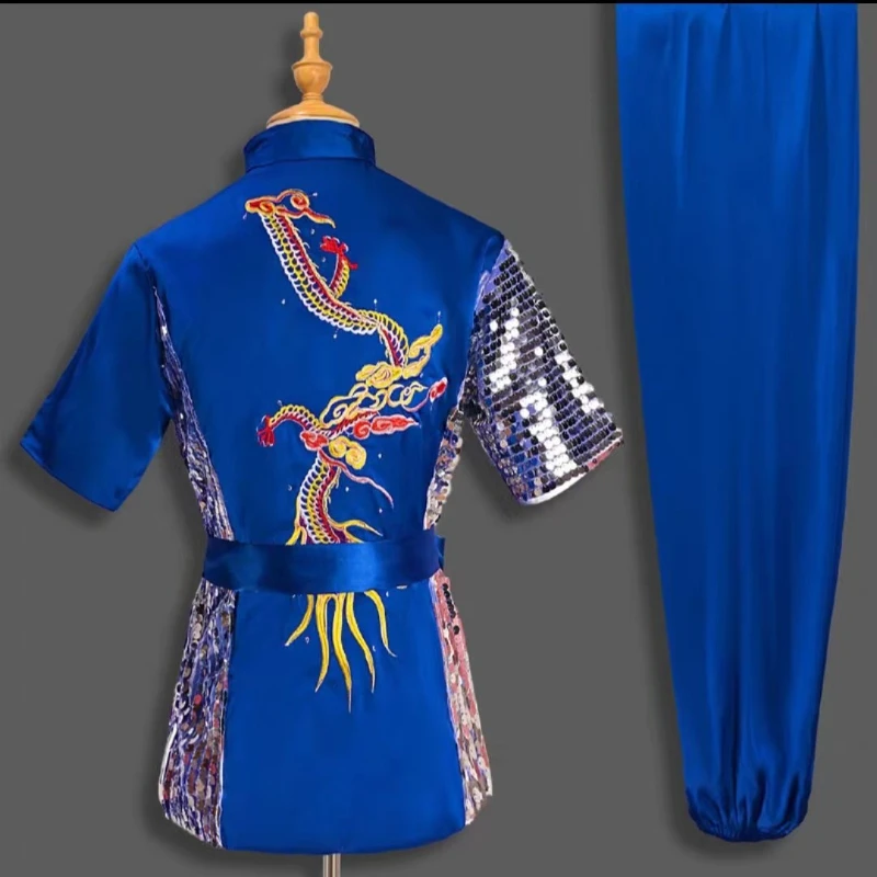 Vechtsportsets Kleding Kung Fu Chinese Draakstijl Prestatiekleding Heren Teamtraining Oefening Competitiekleding