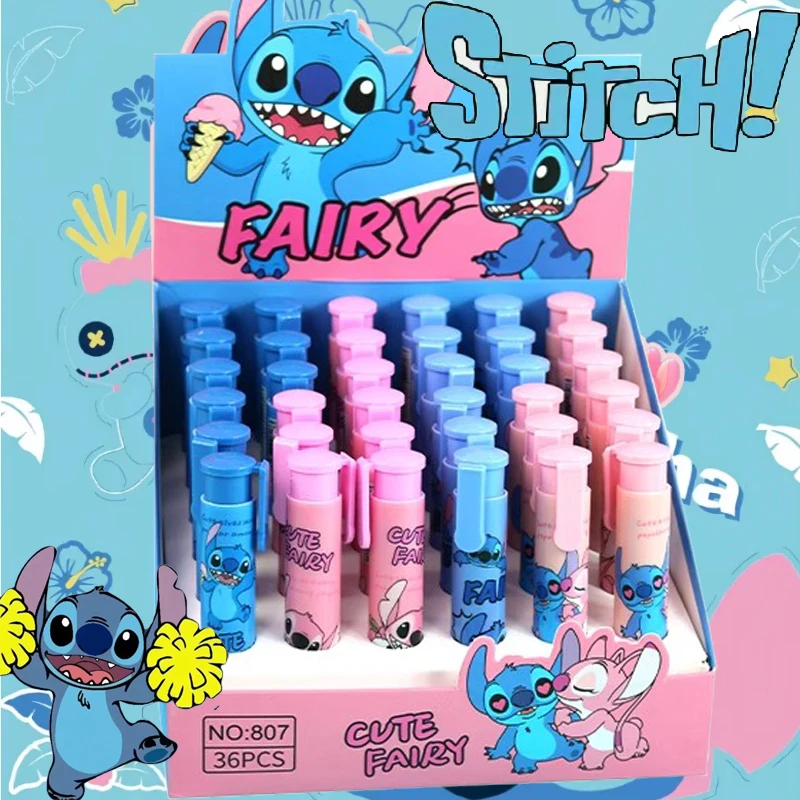 Disney New Creative Random 1/4 Pcs Stitch Pencil Erasers Press Eraser Cute Writing Drawing Stationery Birthday Gift for Friends