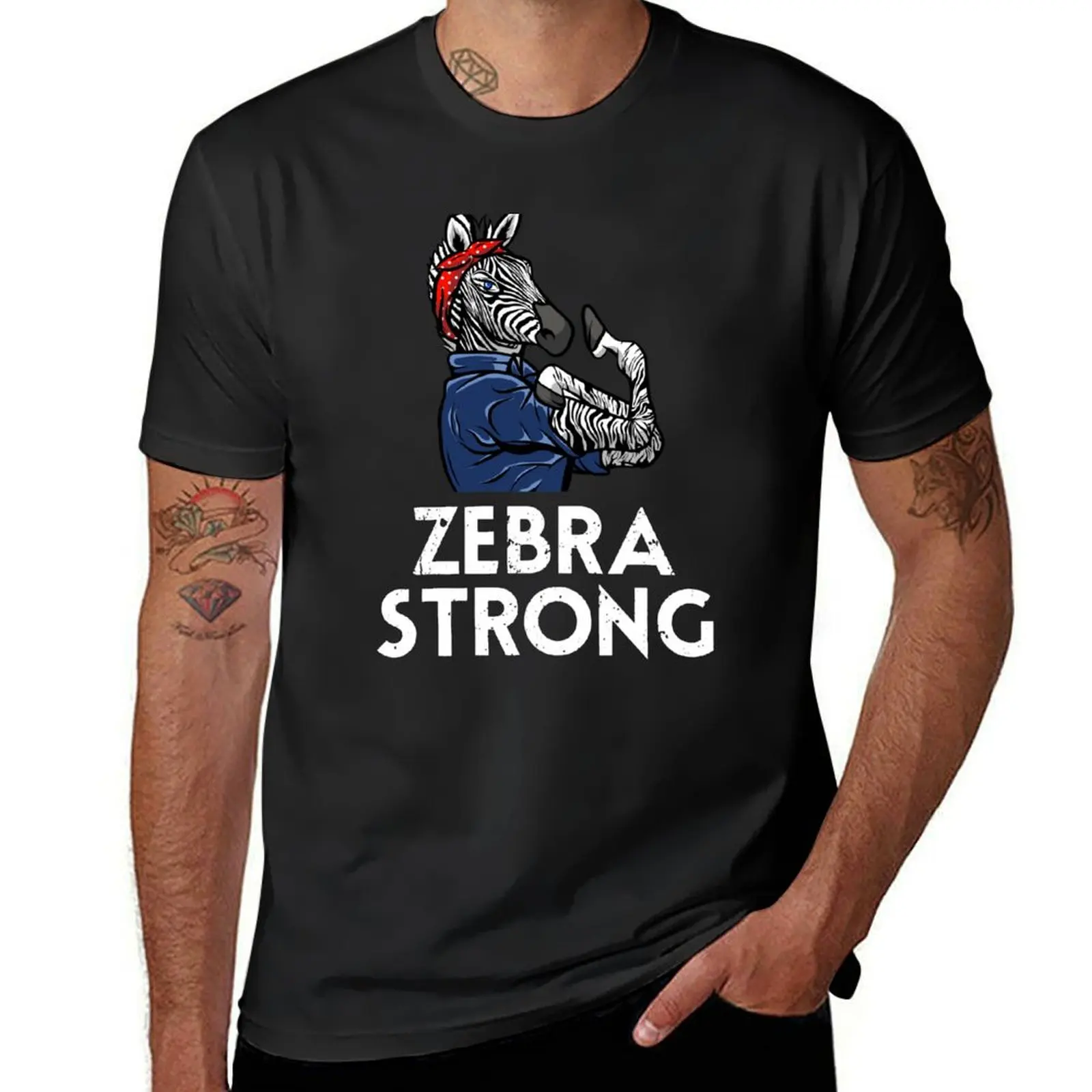 Ehlers-Danlos Syndrome. Rosie the Riveter Zebra Strong EDS T-Shirt hippie clothes Short sleeve tee anime Men's t-shirt