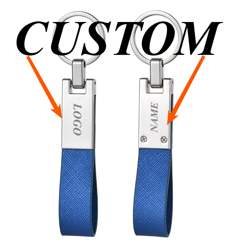 

1pc Custom Keychain Personalized Metal Creative Men's Genuine Leather Customized Key Ring Car Accessories Gift Wholesale